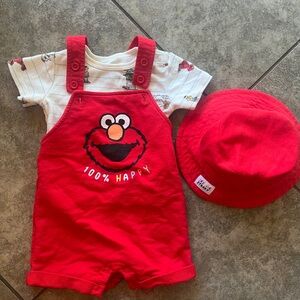 Sesame Street Red and White Baby Outfit Set